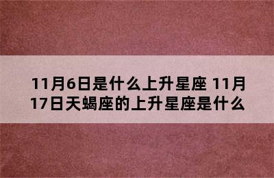 11月6日是什么上升星座 11月17日天蝎座的上升星座是什么